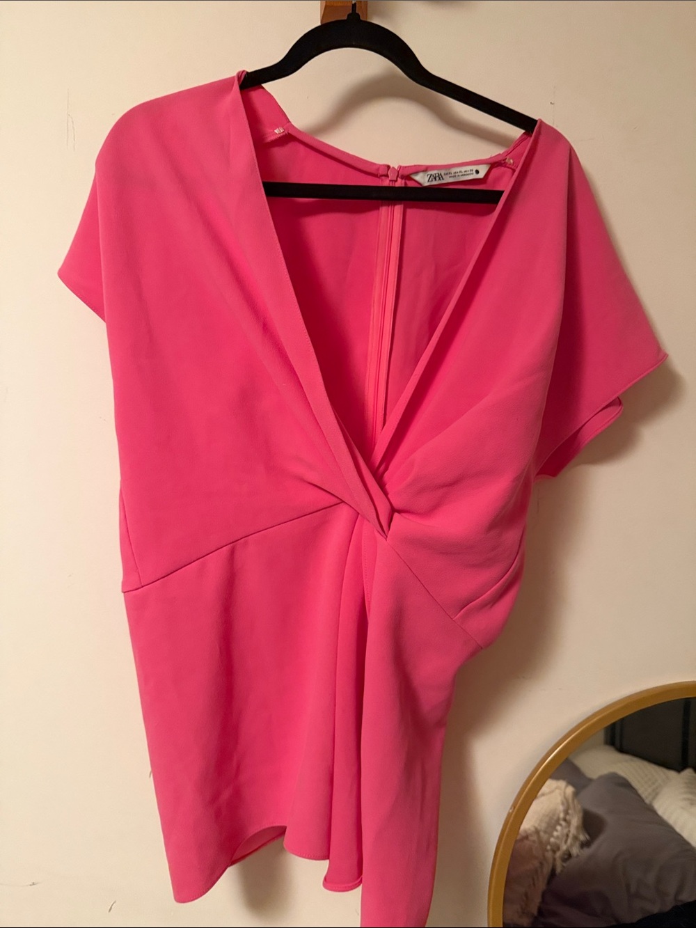 Zara Hot Pink Twist-Front top